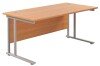 TC Twin Upright Rectangular Desk with Twin Cantilever Legs - 1600mm x 800mm - Beech