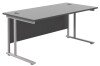 TC Twin Upright Rectangular Desk with Twin Cantilever Legs - 1600mm x 800mm - Black