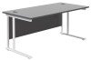 TC Twin Upright Rectangular Desk with Twin Cantilever Legs - 1600mm x 800mm - Black