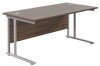 TC Twin Upright Rectangular Desk with Twin Cantilever Legs - 1600mm x 800mm - Dark Walnut (8-10 Week lead time)