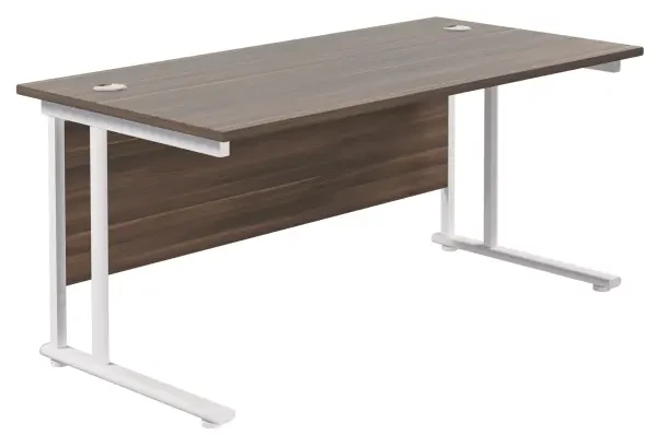 TC Twin Upright Rectangular Desk with Twin Cantilever Legs - 1600mm x 800mm - Dark Walnut (8-10 Week lead time)