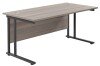 TC Twin Upright Rectangular Desk with Twin Cantilever Legs - 1600mm x 800mm - Grey Oak