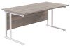 TC Twin Upright Rectangular Desk with Twin Cantilever Legs - 1800mm x 800mm - Grey Oak