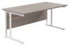 TC Twin Upright Rectangular Desk with Twin Cantilever Legs - 1600mm x 800mm - Grey Oak