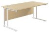 TC Twin Upright Rectangular Desk with Twin Cantilever Legs - 1600mm x 800mm - Maple (8-10 Week lead time)
