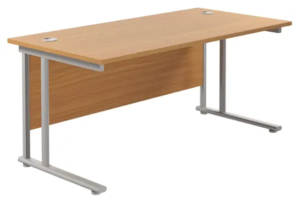 TC Twin Upright Rectangular Desk with Twin Cantilever Legs - 1600mm x 800mm - Nova Oak