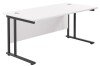 TC Twin Upright Rectangular Desk with Twin Cantilever Legs - 1600mm x 800mm - White