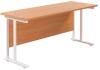 TC Twin Upright Rectangular Desk with Twin Cantilever Legs - 1600mm x 600mm - Beech