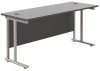 TC Twin Upright Rectangular Desk with Twin Cantilevever Legs - 1800mm x 600mm - Black