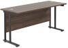 TC Twin Upright Rectangular Desk with Twin Cantilever Legs - 1600mm x 600mm - Dark Walnut (8-10 Week lead time)