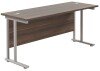 TC Twin Upright Rectangular Desk with Twin Cantilevever Legs - 1800mm x 600mm - Dark Walnut (8-10 Week lead time)