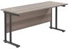 TC Twin Upright Rectangular Desk with Twin Cantilevever Legs - 1800mm x 600mm - Grey Oak
