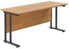 TC Twin Upright Rectangular Desk with Twin Cantilevever Legs - 1800mm x 600mm - Nova Oak