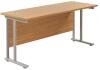 TC Twin Upright Rectangular Desk with Twin Cantilever Legs - 1600mm x 600mm - Nova Oak