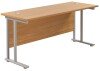 TC Twin Upright Rectangular Desk with Twin Cantilevever Legs - 1800mm x 600mm - Nova Oak