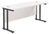 TC Twin Upright Rectangular Desk with Twin Cantilevever Legs - 1800mm x 600mm - White