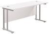 TC Twin Upright Rectangular Desk with Twin Cantilever Legs - 1600mm x 600mm - White