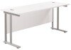 TC Twin Upright Rectangular Desk with Twin Cantilevever Legs - 1800mm x 600mm - White