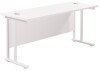 TC Twin Upright Rectangular Desk with Twin Cantilevever Legs - 1800mm x 600mm - White