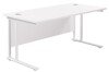 TC Twin Upright Rectangular Desk with Twin Cantilever Legs - 1800mm x 800mm - White