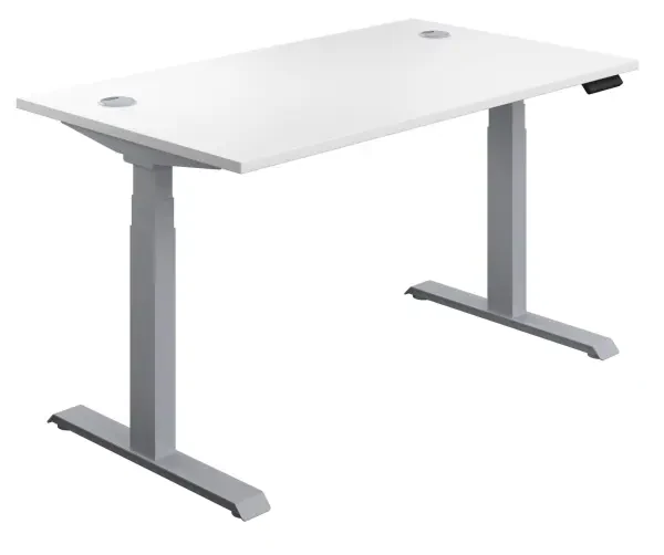 TC Economy Height Adjustable Desk with I-Frame Legs - 1800mm x 800mm - White