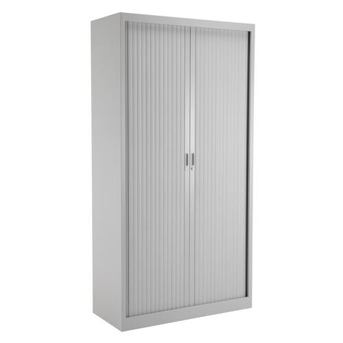 TC Talos Metal Tambour Cupboard with 4 Shelves - 1950mm High - Grey