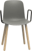 Origin FLUX 4 Leg Wood Classroom Chair With Arms - Mouse Grey