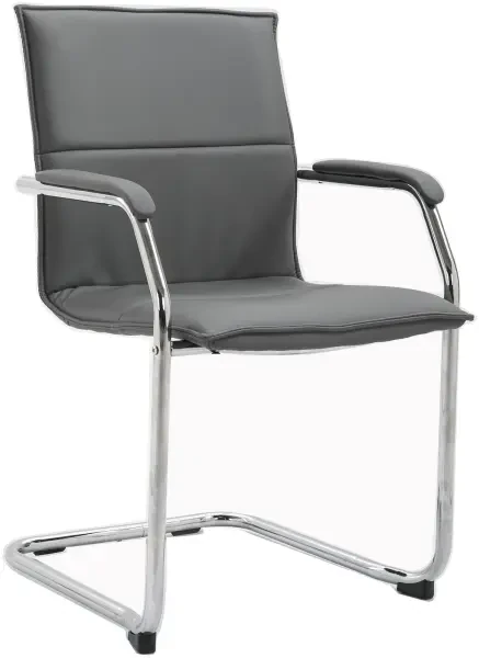 Dams Essen Stackable Faux Leather Cantilever Meeting Room Chair - Grey