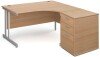 Gentoo Corner Desk with Twin Cantilever Legs - 1400 x 1200mm & Desk High Pedestal - Right