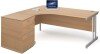 Gentoo Corner Desk with Twin Cantilever Legs - 1800 x 1200mm & Desk High Pedestal - Beech