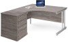 Gentoo Corner Desk with Twin Cantilever Legs - 1400 x 1200mm & Desk High Pedestal - Grey Oak