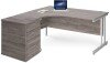Gentoo Corner Desk with Twin Cantilever Legs - 1600 x 1200mm & Desk High Pedestal - Grey Oak