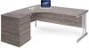Gentoo Corner Desk with Twin Cantilever Legs - 1800 x 1200mm & Desk High Pedestal - Grey Oak