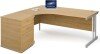 Gentoo Corner Desk with Twin Cantilever Legs - 1800 x 1200mm & Desk High Pedestal - Oak