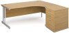 Gentoo Corner Desk with Twin Cantilever Legs - 1800 x 1200mm & Desk High Pedestal - Oak