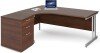 Gentoo Corner Desk with Twin Cantilever Legs - 1800 x 1200mm & Desk High Pedestal - Walnut