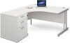 Gentoo Corner Desk with Twin Cantilever Legs - 1400 x 1200mm & Desk High Pedestal - White