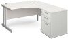 Gentoo Corner Desk with Twin Cantilever Legs - 1400 x 1200mm & Desk High Pedestal - Right