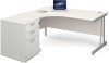Gentoo Corner Desk with Twin Cantilever Legs - 1600 x 1200mm & Desk High Pedestal - White