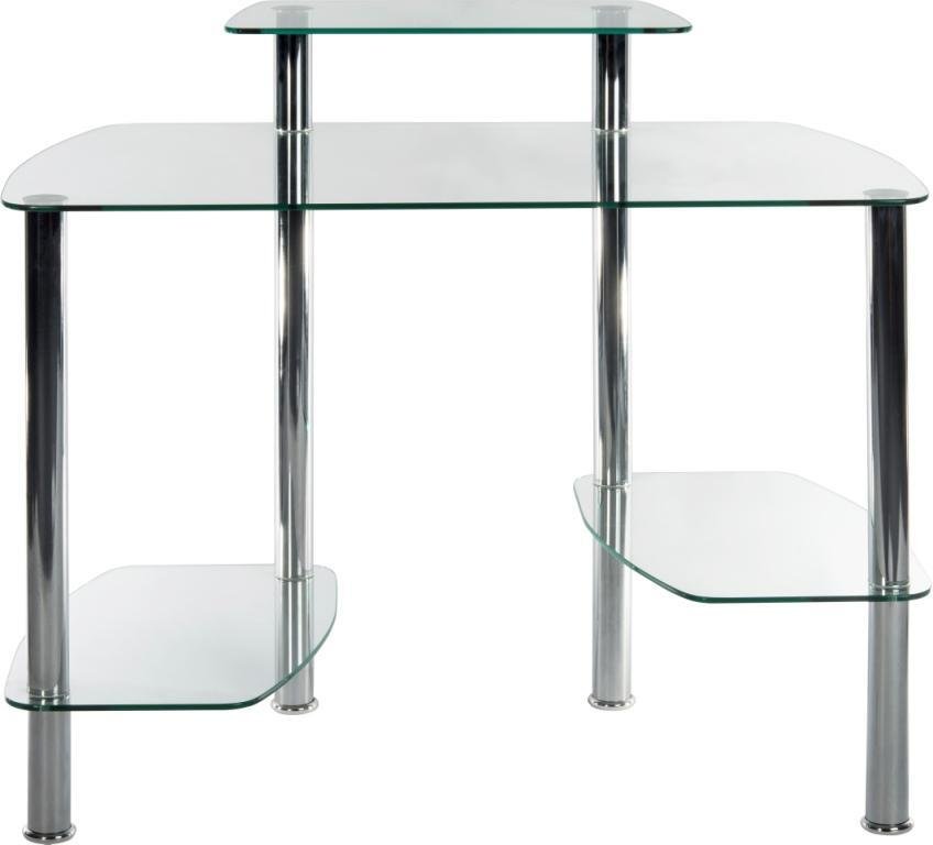 Chrome and deals glass computer desk