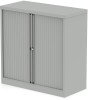 Dynamic Qube 1000mm Side Tambour Cupboard - No Shelves - Goose Grey