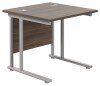 TC Twin Upright Rectangular Desk with Twin Cantilever Legs - 800mm x 800mm - Dark Walnut (8-10 Week lead time)