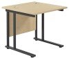 TC Twin Upright Rectangular Desk with Twin Cantilever Legs - 800mm x 800mm - Maple (8-10 Week lead time)