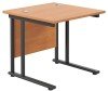 TC Twin Upright Rectangular Desk with Twin Cantilever Legs - 800mm x 800mm - Beech