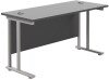 TC Twin Upright Rectangular Desk with Twin Cantilever Legs - 1400mm x 600mm - Black