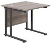 TC Twin Upright Rectangular Desk with Twin Cantilever Legs - 800mm x 800mm - Grey Oak