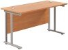 TC Twin Upright Rectangular Desk with Twin Cantilever Legs - 1200mm x 600mm - Beech