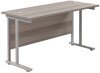 TC Twin Upright Rectangular Desk with Twin Cantilever Legs - 1200mm x 600mm - Grey Oak