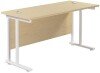 TC Twin Upright Rectangular Desk with Twin Cantilever Legs - 1400mm x 600mm - Maple (8-10 Week lead time)