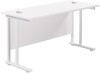 TC Twin Upright Rectangular Desk with Twin Cantilever Legs - 1400mm x 600mm - White